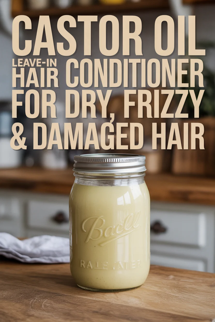 pin image of Castor Oil Leave-In Hair Conditioner for Dry, Frizzy & Damaged Hair 