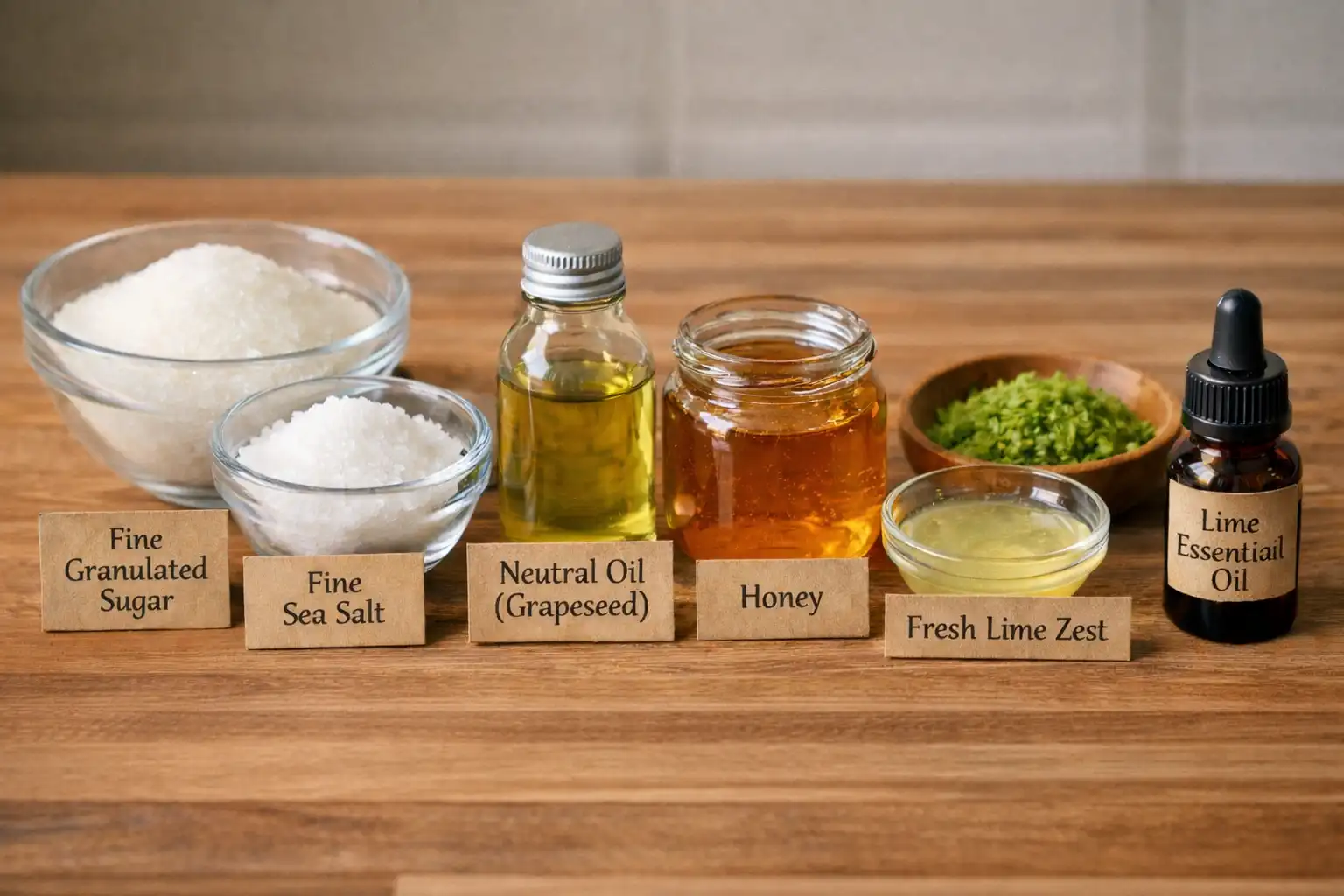 Lime Salt Sugar Scrub ingredients