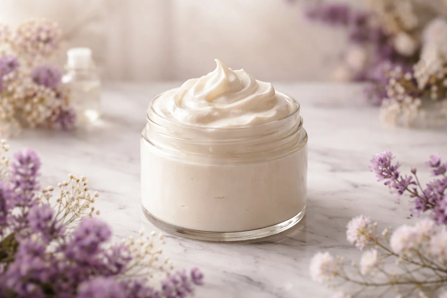 DIY body butter recipe with shea butter, coconut oil, and sweet almond oil for smooth skin.