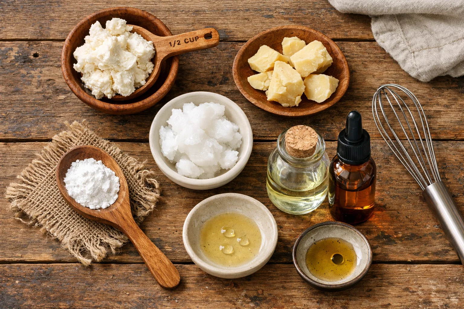 DIY magnesium body butter recipe with coconut oil and essential oils for relaxation.