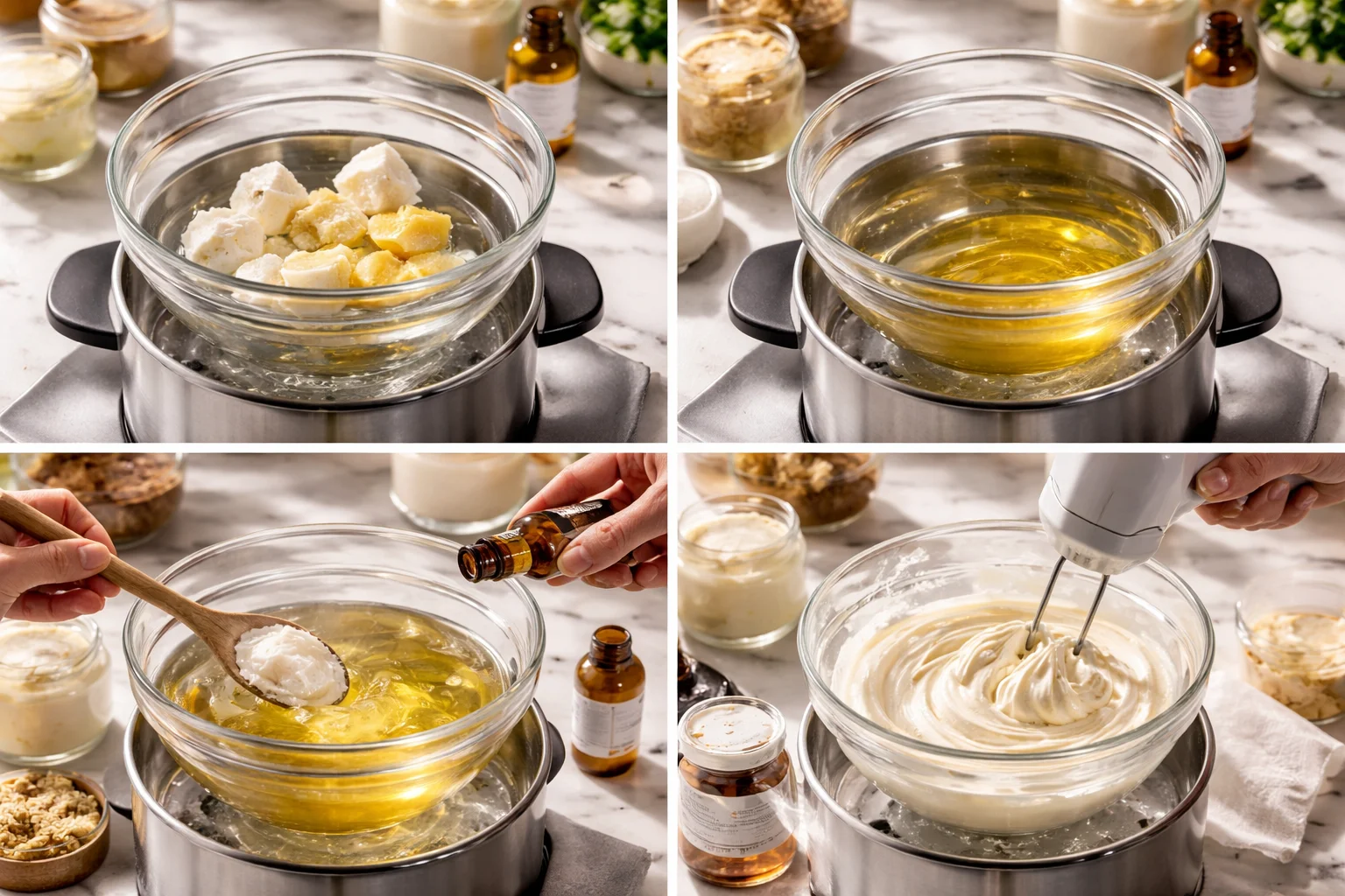 DIY magnesium body butter recipe with coconut oil and essential oils for relaxation.