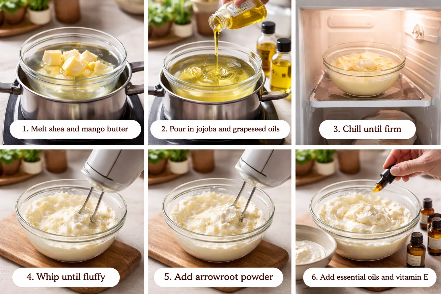 Homemade non greasy body butter prep