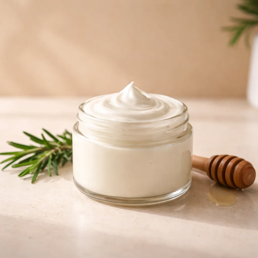 Homemade DIY protein hair mask for damaged hair using gelatin and natural ingredients.