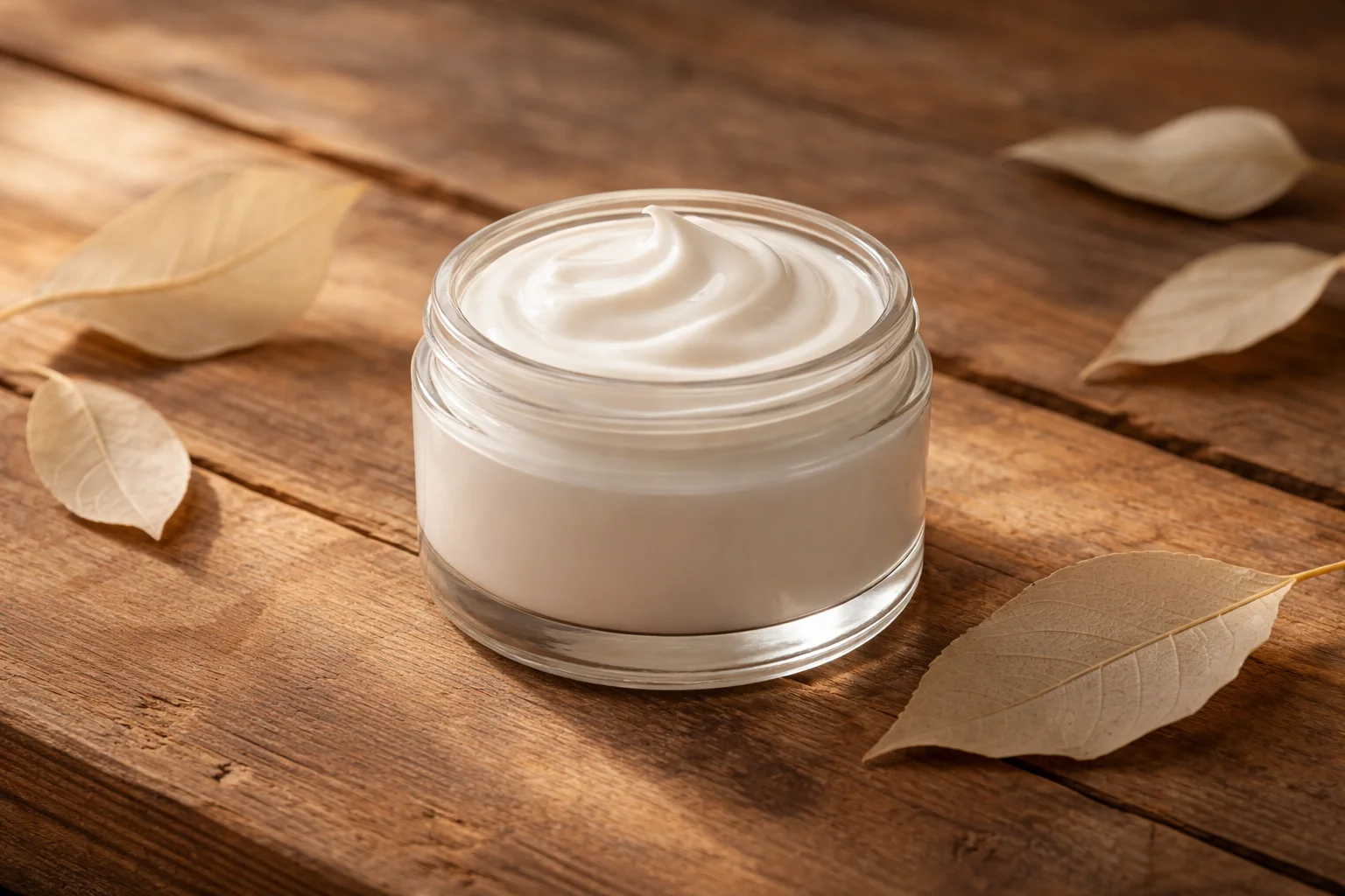Homemade wrinkle cream ingredients including avocado oil, shea butter, and essential oils.