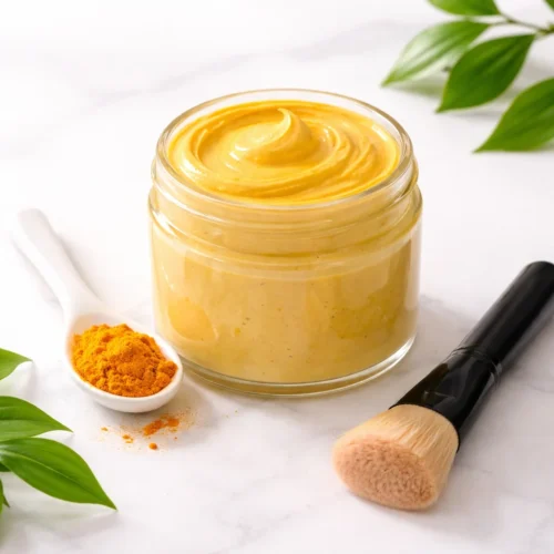 Turmeric face mask dark spots and glowing skin with natural ingredients.