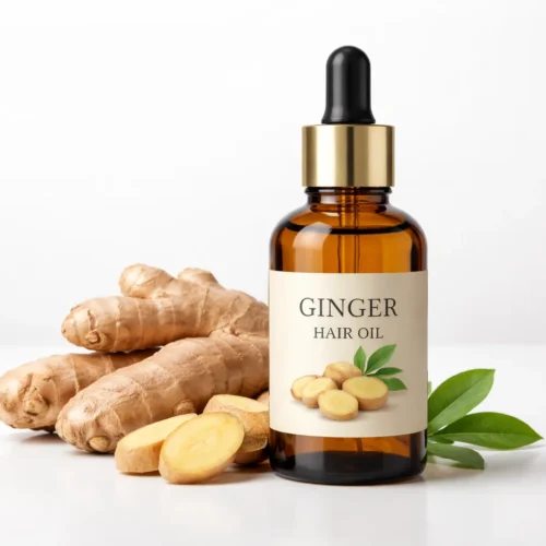 Natural ginger oil for hair growth nourishing scalp and promoting thicker, healthier hair.