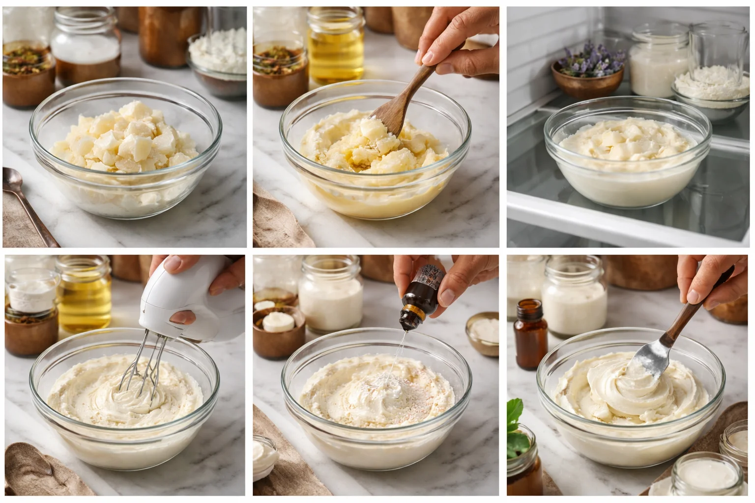 Whipped tallow body butter made with grass-fed beef fat for skin hydration. prep