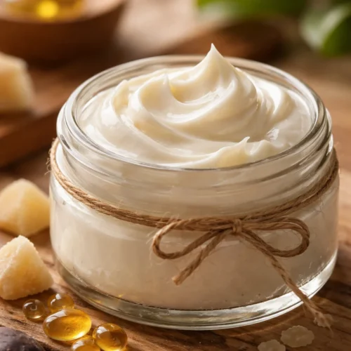 DIY Vitamin E Face Cream for Dry Skin with natural ingredients for hydration.