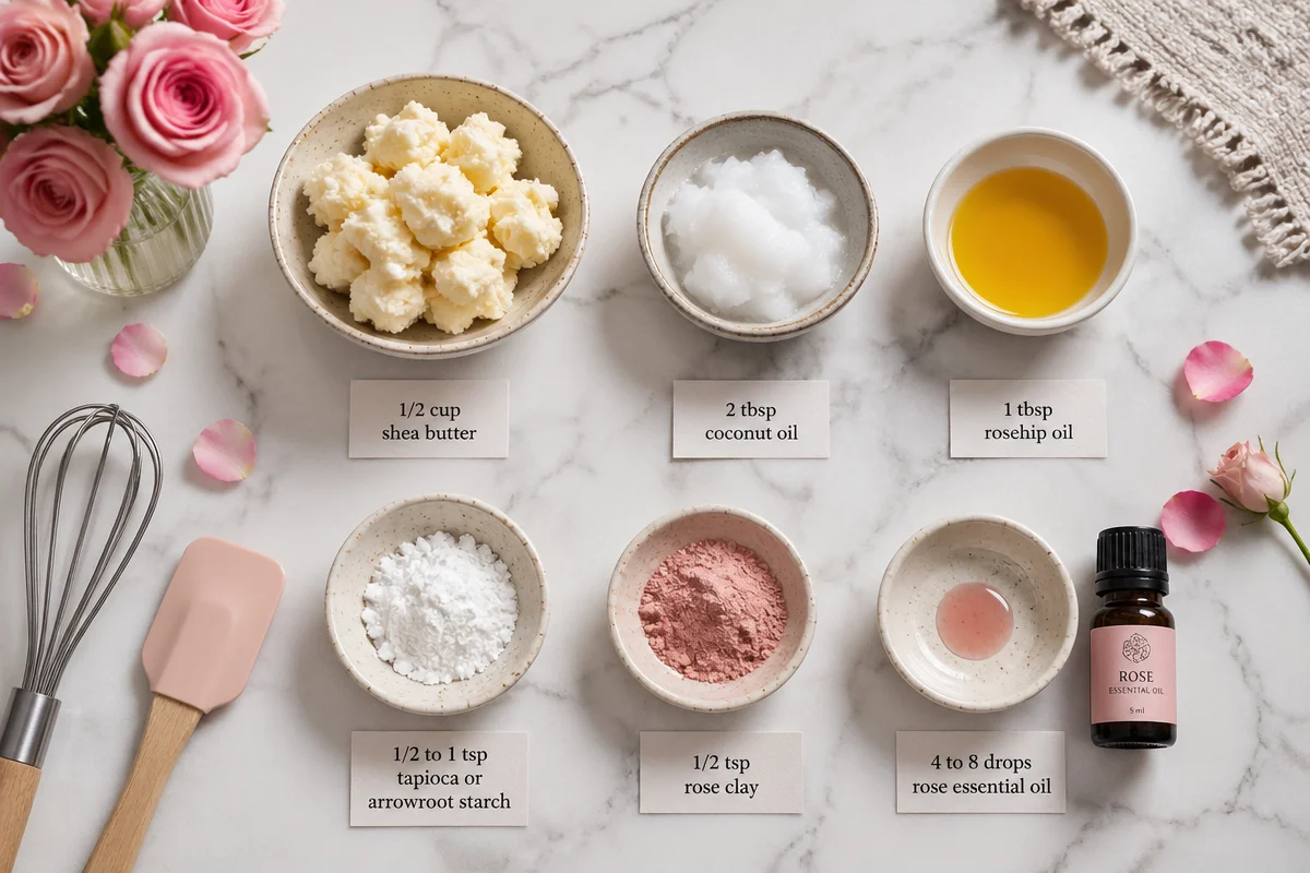 Non-Greasy Whipped Rose Body Butter Recipe for Glowing Skin