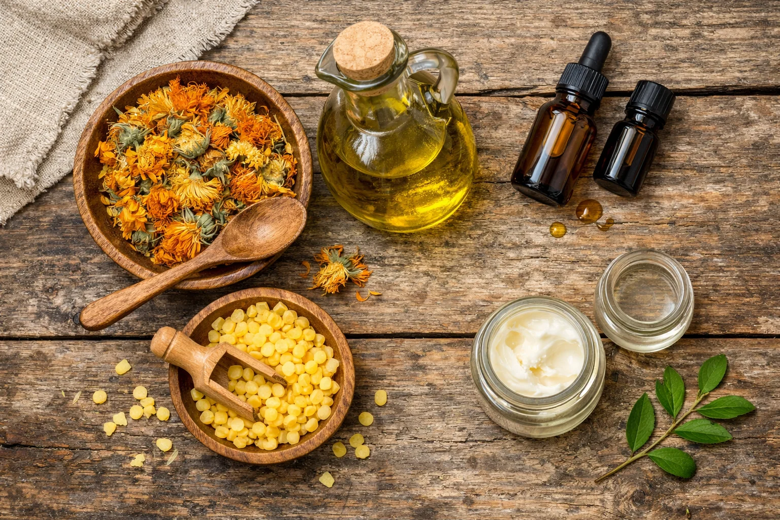 DIY Skin Repairing Calendula Face Cream with natural ingredients for hydration and healing.