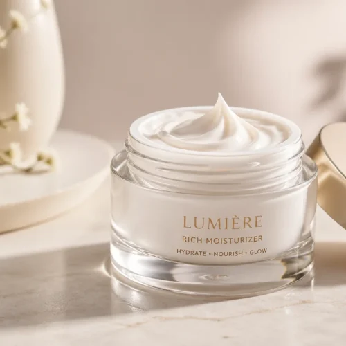 Homemade vanilla orange blossom whipped body butter made from natural ingredients.