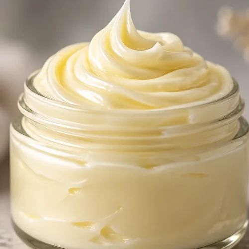 Mango and shea butter whipped body butter, perfect for moisturizing and nourishing skin.