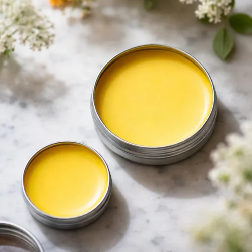 Homemade 3 ingredient beeswax lip balm with natural oils for hydration